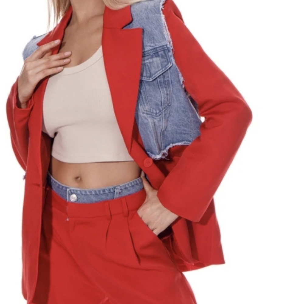 GALITA Red blazer with jeans vest